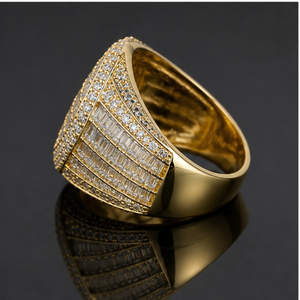 Men's SHRAMAN DIAMOND Luxury Iced 925 Sterling Silver Gold Plated Prong Setting Baguette Moissanite Hip Hop Rapper <b>Custom</b> <b>Rings</b> - Product Image 5