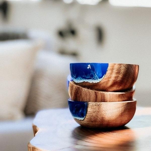 Elegant Crystal <b>Clear</b> <b>Resin</b> Crafts Nature-Inspired Epoxy Bowls with Natural Wood Warmth and Luxury Style - Product Image 3