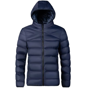 Manteau à capuche en tricot pour homme, écologique, vert olive uni, fermeture éclair, style décontracté, col montant, longueur normale, polyester - Product Image 5