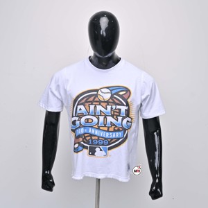 T-shirt de baseball blanc pour homme de qualité supérieure avec logo personnalisé, imprimé, décontracté, col rond, manches courtes, coupe classique, en coton - Product Image 1