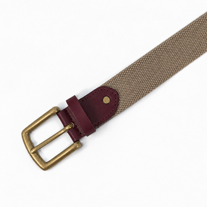 Cinturón Elástico Tejido para Hombre, Cinturón de Lona con Ribete de Cuero y Hebilla de Latón, Cinturones Casuales para Golf y Jeans, Venta al Por Mayor, Logotipo Personalizado - Product Image 5