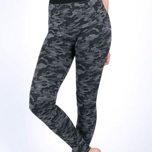 Leggings taille haute gris dégradé mélangé pour femmes en Spandex/Polyester, antibactériens, pour le yoga et le fitness - Product Image 2