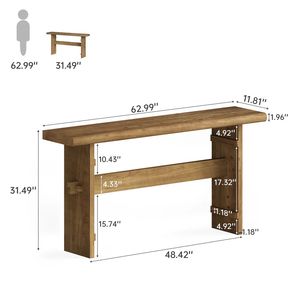 Consolle in Legno Massello Resistente, Tavolo d'Ingresso in Legno, Tavolino da Divano - Product Image 6