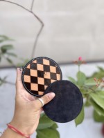 Sous-verres en cuir de haute qualité, faits à la main, motif damier, style vintage, pour la décoration de table