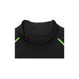 Camiseta Deportiva de Manga Larga para Hombre, Cuello Alto, Tejido de Punto, Secado Rápido, Corte Ajustado, Color Negro - Product Image 2