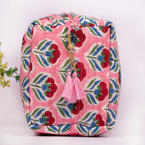 Pochette de maquillage personnalisée, écologique, matelassée, mignonne, en coton, à fleurs, pour femmes, pour les voyages - Product Image 4