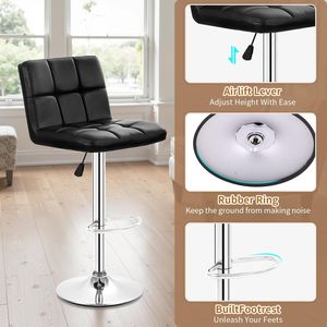 Set di 2 Sgabelli da Bar Girevoli Regolabili in Pelle PU con Schienale, Comodi ed Eleganti - Product Image 5