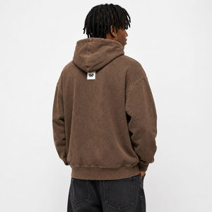 Sudadera con capucha extragrande para hombre, con cremallera, de algodón French Terry, estampado de guitarra, estilo casual, para otoño, con efecto lavado ácido - Product Image 6