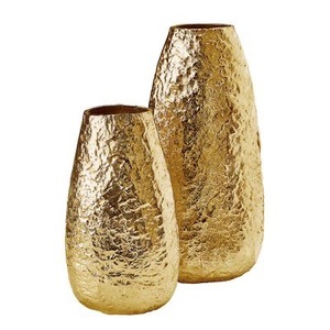 <b>Gold</b> Embossed Modern Handmade Aluminium Tabletop Flower <b>Vase</b> for Home Office Dining Wedding Decor - Product Image 1