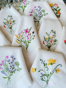 Custom Handmade Embroidered Pastoral <b>Linen</b> Cotton <b>Cloth</b> Square Dinner Napkins for Wedding Home Restaurant - Product Image 3