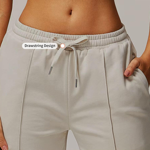 Custom Women's Solid Quick Dry Sports Fitness Sets Breathable Long Sleeve Loose Wide Leg Sweatpants Running Gym Sets - Product Image 3