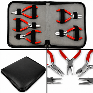 Jewelry <b>Pliers</b> <b>Set</b> 5Pcs Stainless Steel Red Handle For DIY Jewelry Making Tools - Product Image 4