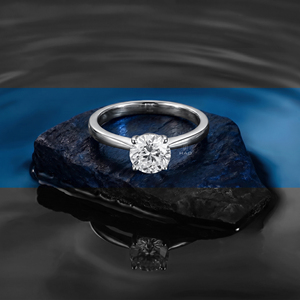 Anillo de Compromiso Solitario con Diamante Cultivado en Laboratorio, Corte Redondo, Oro Blanco, Anillo de Promesa Minimalista, Joyería Fina Clásica para Novia, Regalo - Product Image 1