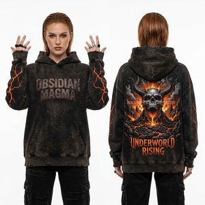 เสื้อฮู้ดซิปพรีเมียม 350GSM ผ้าฝ้ายผสมโพลีเอสเตอร์ สีเขียวมะกอก ลายกราฟิกสไตล์ Trap Art แบบดิสเทรส สตรีทแวร์ ผลิตจากโรงงาน - Product Image 2