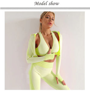 Conjunto Deportivo de Yoga de Manga Corta con Botones Bordados, 2 Piezas, Talla Grande, para Gimnasio y Fitness, 100% Algodón, Oferta 2026 - Product Image 4