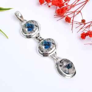 Pendentif K2 en azurite bleue, collier en argent Sterling 925 avec pierres précieuses faites à la main, bijoux de luxe, cadeau pour femmes - Product Image 4