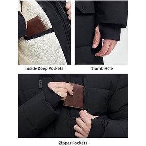 <b>Men</b>’s Extra <b>Long</b> Fleece Puffer <b>Jacket</b> Hooded Winter Parka Warm Water-Resistant Insulated Coat Cold Weather Outerwear - Product Image 2