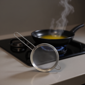 Colador de Aceite Metálico de Doble Capa Eficiente con Borde Ancho de 8 cm y Asa de Acero Inoxidable - Product Image 3