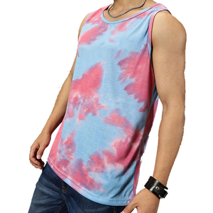 Solid Trader Simple Design Round Neck Sleeveless <b>Vest</b> <b>Loose</b> <b>Fitting</b> Cool Breathable Summer Holiday Men Tie Dye Tank <b>Top</b> - Product Image 3