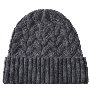 Gorros de Lana con Doble Capa y Forro de Satén para Otoño e Invierno, Nuevo Gorro de Punto Trenzado con Mezcla de Cachemira - Product Image 2