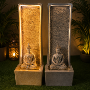 Fuente de Agua de Buda de Lujo para Jardín |   Estatua de Buda Independiente de FRP de 3 Pies con Iluminación LED y Cascada |   Fuente de Meditación Zen - Product Image 2