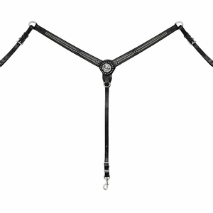 Collar de Pecho para Caballo Estilo Western de Cuero con Diseño de Conchos, Herrajes de Acero Inoxidable, Doble Capa Resistente, Marca SIE - Product Image 2