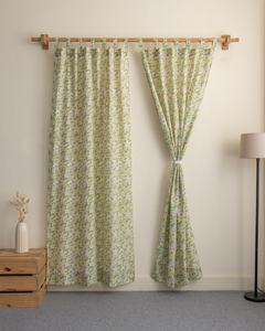 Cortinas de Algodón con Estampado Floral Hecho a Mano para Ventanas, Balcones y Dormitorios, Cortinas para Puertas Hechas a Mano - Product Image 1