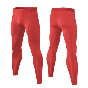<b>Red</b> Color Full Length Seamless Yoga Leggings High Waist Elastic Waist Sport Compression Pants Solid Color Stretchy Fit - Product Image 3