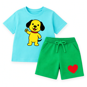 Ropa Casual de Verano para Niños, Conjunto de Camiseta y Pantalones Cortos de Algodón, Atuendo Transpirable y Ligero, Talla Personalizada, Pedidos Privados - Product Image 1