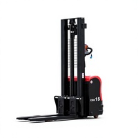 Nouveau transpalette tout-terrain 1,5 tonne 3m 550 à stabilisateurs étroits, propulsion arrière, couleur personnalisable en option, vérin de support latéral pour une hauteur de levage supérieure à 3m