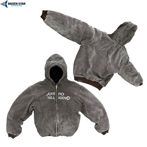 Sweat à capuche zippé surdimensionné épais en molleton 100 % coton pour l'hiver avec logo personnalisé - Product Image 6