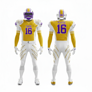 Uniforme de football américain 100% polyester respirant et anti-humidité pour adulte, logo personnalisé, haute qualité, col en V, 340g, manches courtes - Product Image 4