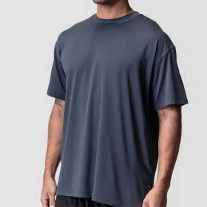 Camisetas de hombre con logo personalizado, manga corta, corte regular, para entrenamiento de fuerza muscular, hombros caídos, gimnasio, running, fitness, color liso. - Product Image 5