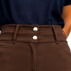 Women Chocolate <b>Brown</b> High Waist Equestrian Riding <b>Leggings</b> Stretch Horse Riding Breeches Textured Fabric Front Pocket Design - Product Image 5