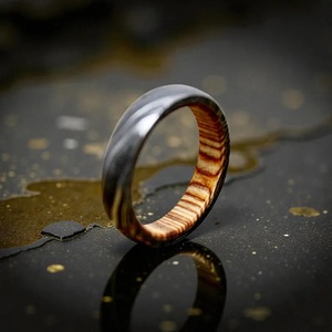 Hot Selling Handmade Wood Damascus Steel Ring for Men Women Wedding Band Fashion Party Ring Custom Latest Design OEM Supplier - Product Image 5