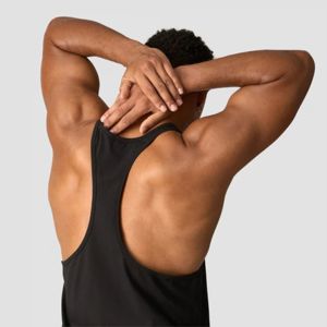 Men's Black Sleeveless Tank <b>Top</b> O-Neck Solid Knitted Casual Wear - Product Image 3