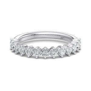 Bague de mariage semi-éternelle de luxe en or rose avec neuf diamants ronds taille brillant, sertis à griffes partagées, bijoux de mode pour femme - Product Image 5