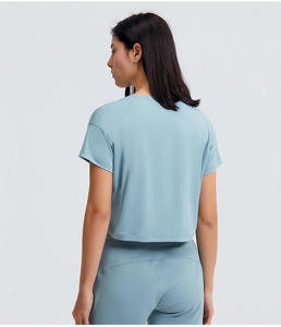 T-shirt court personnalisé pour femme en coton, vêtement décontracté et tendance, vente en gros, faible MOQ - Product Image 2