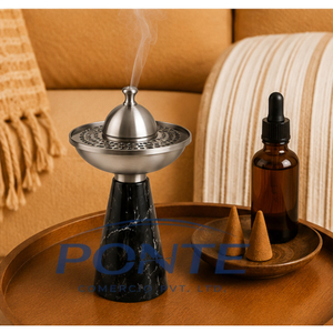 Quemador de Incienso Árabe de Mármol y Metal, Hecho a Mano, para Decoración de Ramadán y Artículos Islámicos Premium - Product Image 2