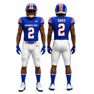 Ensemble de maillots de football américain personnalisés avec nom imprimé sur le devant, sublimation, maille respirante, manches courtes, col en V, taille plus, uniforme adulte - Product Image 1