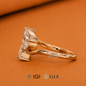 Anillo Toi Et Moi con Dos Diamantes Cultivados en Laboratorio, Corte Pera de 2 Quilates, Anillo de Compromiso - Product Image 3