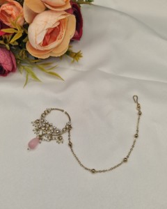 Wholesale Traditional Kundan Nose Ring with Chain Ethnic Antique Gold Plated Pearl Stone Nath Bridal <b>Wedding</b> Jewelry <b>Accessories</b> - Product Image 1