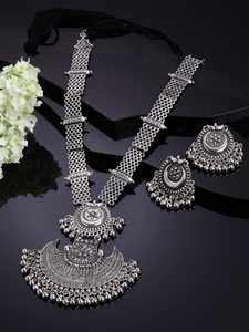 Women's Ethnic Tibetan <b>Silver</b> <b>Necklace</b> <b>Earring</b> <b>Set</b> Antique <b>Silver</b> Plated Jewelry for Party Shining Diva Fashion - Product Image 6
