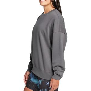 Sweat-shirt gris chiné durable pour femme avec col boutonné et détail poches, ourlet côtelé, idéal pour l'entraînement hivernal, 100 % coton molletonné - Product Image 3