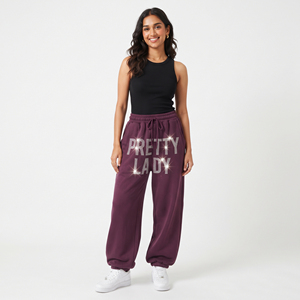 Pantalones de chándal de cintura alta para mujer, 100% poliéster polar, corte holgado, con cordón en la cintura, informales, de largo completo, para invierno - Product Image 6
