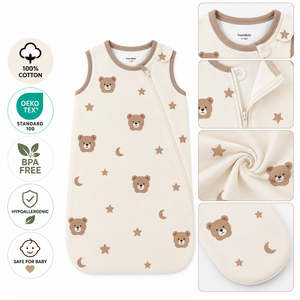 Baby Sleeping Bag Cotton Sleeveless Zipper Newborn Infant Sleep Sack Wearable <b>Blanket</b> OEM ODM Custom Manufacturer - Product Image 1