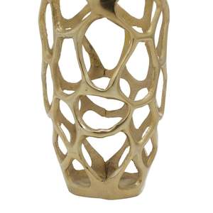 Jarrón de suelo moderno de metal dorado de 31 pulgadas de altura con diseño de malla calada - Product Image 2
