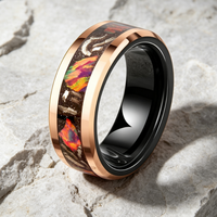 Wolframcarbid-Ring mit Eingelegtem Zerkleinertem Stein und Meteorit Polierte Kante Ehering Verlobungsring Versprechen-Schmuck