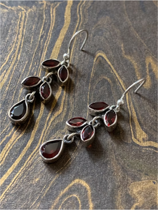 Oxidized 925 Silver Multi <b>Garnet</b> Gemstone Leaf Design Dangle <b>Earrings</b> Jewelry Daily Wear & Best Gift for Her - Product Image 3