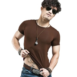 Été 100% coton à la mode décontracté ample col rond manches courtes T-shirt haut hommes - Product Image 1